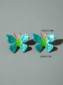 1 Pair Simple Elegant Drip-Oil Butterfly Jewelry Earrings, Suitable For Daily Wear And Gatherings/Parties, Versatile, Perfect Gift (Artificial Drip-Oil Color May Vary Slightly)