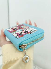 THE POWERPUFF GIRLS Minimalist Cute Cartoon Police Woman Zipper Short Wallet Small Compact Card Holder Coin Purse Fashionable Unisex For Women Wallet Mini Wallet Purse Wallet Small Wallet Cute Wallet