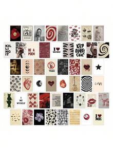 50pcs Downtown Style Women Posters, Wall Art Prints Decor For Bedroom, Wall Collage Kit For Room Aesthetic, Vintage Dorm Gallery Downtown Home Decor - Multicolor - View 1