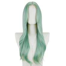 Long Mint Green Wavy Wig Middle Part Curly Wavy Wig Natural Look Synthetic Heat Resistant Fiber Wig, Suitable For Daily Party Use