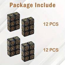 12pcs/24pcs MTG Dice Counter Set - Black Dice With Bold Yellow Number 1-6 And 7-12, Plastic D6 Dice, For Magic: The Gathering, TCG, RPG, Card Games - Basic Game Accessory, Family Dice Game Series - Multicolor - View 5