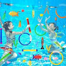 3/4/5/6/8/24 件游泳池玩具夏季潜水玩具水下潜水玩草玩具游泳屏气锻炼工具，儿童夏季游泳池鲨鱼形潜水玩具，水下抓取游戏玩具，夏季潜水池下沉环套装，泳池玩具，儿童玩具，泳池，泳池玩具，沙滩玩具 - 彩色 - 查看 6