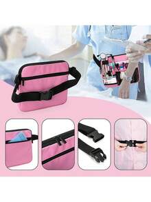 Nurse Fanny Pack With Tape Holder , Multi Compartment Medical Gear Pocket Nurse Organizer Belt Bag , Apron Hip Bag Utility Waist Pack For Stethoscopes Bandage Scissors Supplies ( Black/Pink ) - Pink - View 3
