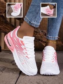 2025新款时尚女士透气运动休闲鞋，气垫轻便渐变色跑步运动鞋 - 粉色 - 查看 5