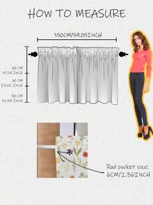 1 件花卉图案窗帘，法式花卉和碎花浪漫窗帘/窗帘/咖啡厅窗帘，适用于客厅、厨房、卧室窗帘家居装饰房间装饰