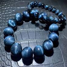 Natural Blue Tiger Eye Stone Beaded Bracelet | High Quality, True Color, Undyed, Lightning Pattern Stone Beads Stretch Jewelry | Bohemian Fashion Yoga Jewelry Gift For Men And Women | Dad/His Unique Birthday Gift - 8mm - 查看 2