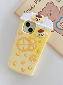 Sanrio Niedliche 3D-Silikon-Handyhülle mit Sanrio-Milchtee-Motiv im Cartoon-Stil, passend für 16 Pro Max / 15 Pro Max / 14/13