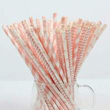 100 rosa Einweg-Papierstrohhalme für Haus, Saft, Milch, Tee, geeignet für Partyzubehör, Geburtstage, Hochzeiten, Verlobungs-/Babypartys, Weihnachtsdekorationen und Feierlichkeiten, Schulbedarf