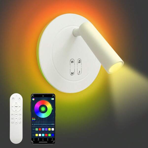 5.5IN,360° Rotating Night Light, USB Powered,Bluetooth Magnetic LED Reading Lamp, Touch Adjustable Brightness, Suitable For Bedroom Bedside, Cabinet, Living Room, Desk, Bar Decoration Display, Birthday, Christmas, Valentine'S Day, Halloween, Perfect Gift