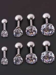 Set de 8 piezas de aretes de acero inoxidable con diseño minimalista hipoalergénico de 4 puntas y bola redonda retorcida, regalos de joyería de moda para ella
