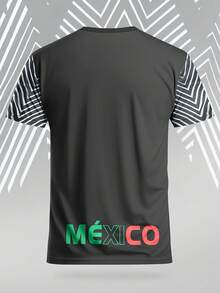 Maglia da calcio della nazionale messicana, edizione speciale, e t-shirt casual sportiva da uomo, comoda e adatta per partite, allenamenti, uso quotidiano e come regalo per le vacanze - nero - Visualizzare 2