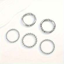 5-Piece Metal Bead Decorative Bracelet With Minimalist Punk Style And Fashionable Men's And Women's Bracelets - 銀色 - 查看 6