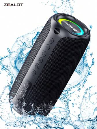  ZEALOT MP2 20W 无线音箱，户外便携式蓝牙音箱，3600mAh 长续航，带 RGB 彩灯，播放时间长达 8 小时，支持手机/平板电脑/电视。兼容 SD 卡/USB/AUX 接口，支持串口配对功能，适用于车载/户外/露营/沙滩/派对