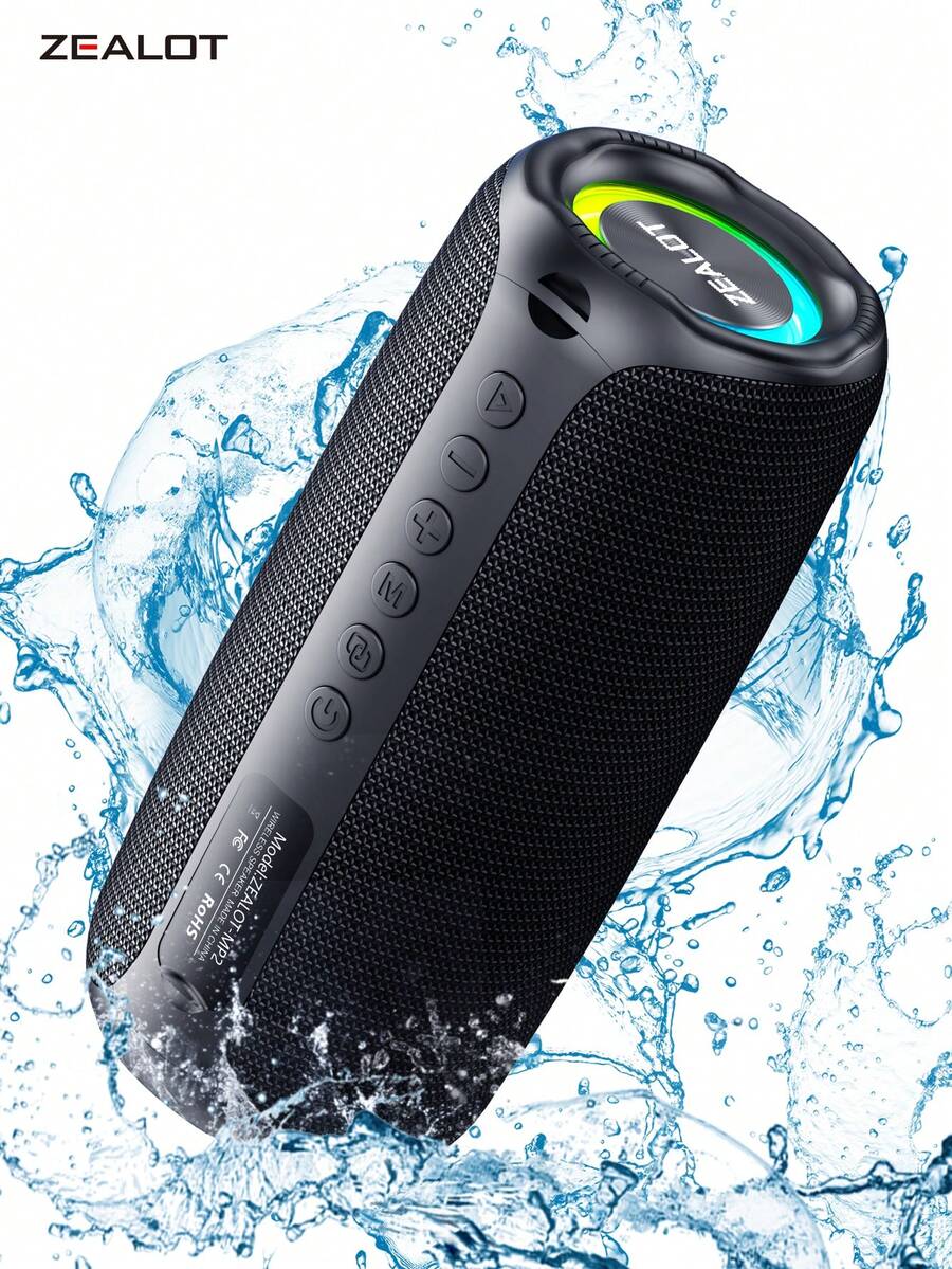 Loa Bluetooth không dây ZEALOT MP2 20W, di động, sử dụng ngoài trời, thời gian phát nhạc lên đến 8 giờ, đèn RGB, tương thích với điện thoại thông minh/máy tính bảng/TV, hỗ trợ thẻ TF/USB/AUX, chức năng kết nối nối tiếp, thích hợp cho ô tô, ngoài trời, cắm trại, bãi biển, tiệc tùng.