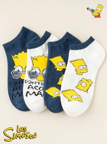 Disney Disney 1/4/8 Pairs Of Simpson Cartoon Socks For Men And Women, Are Comfortable And Breathable. With Fun Patterns As Embellishments, They Feature A Street Style. They Are Perfect For Daily Outings And Casual Outfits, Adding A Lively And Childlike Touch To Your Feet. It's Easy To Capture Your Unique And Fashionable Look, Making Them A Practical Gadget For Creating Looks.