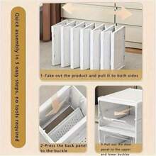 1pc 6-Tier Modern Foldable Shoe Rack, Standalone Plastic Storage Box With Lid, Stackable, Transparent, Dust-Proof, No-Assembly Organizer