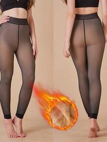 Wear Fake Meat Autumn Winter Skin Plus Size Leggings And Velvet Women's Black Skin Light Leg Thick Nine - 黑色 - 查看 1