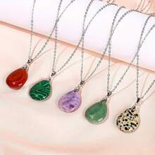 1 pièce Collier pendentif goutte d'eau en pierre naturelle, quartz cristal agate howlite malachite pour la fabrication de bijoux DIY et accessoires