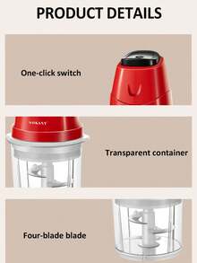 SOKANY 多功能迷你食品电动蒜蓉机，便携式不锈钢电动切肉机，蔬菜切丝机，适用于辣椒、坚果和肉类的研磨机，电动切丝机，蔬菜、辣椒和肉类研磨机，食物粉碎机，双速重型肉类、蔬菜、食物切丝机，易于清洁的设计，厨房小工具，操作简单，快速见效 - 查看 6