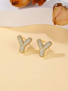 1 对泡泡首字母耳钉精致泡泡方晶锆石 26 个字母 A-Z 个性化名字耳钉情人节珠宝生日礼物适合女士和女孩 - 大號字母耳環 - 查看 31