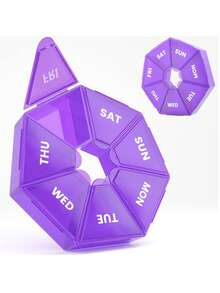 1pc Weekly 7-Day Pill Organizer Box, Rainbow Portable Round Medicine Case, Unscented Thickened Tablet Holder Back To School