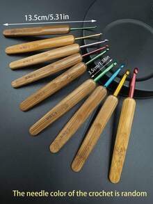 Set de 9 ganchos de ganchillo de bambú, agujas de ganchillo de 2-6mm para hilos de tejer, herramientas de costura y manualidades (color y tamaño aleatorios) - Multicolor - Ver 5