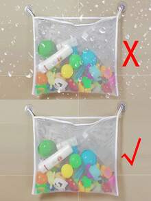 1pc Bath Toy Storage Net - Large Capacity Mesh Hanging Bag With Suction Cup, Quick Dry Toy Rack With Suction Cup Hook, Bath Toy Storage Bag, Bathtub Toy Storage Rack These Versatile Net Bags Can Easily Store Baby And Toddler Bath Toys.(Toy Not Included) - Multicolor - View 5