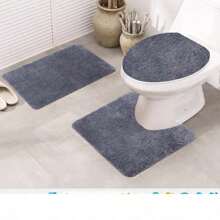 Lot de 3 tapis de toilette, tapis de salle de bain antidérapant et housse de siège de toilette pour la décoration de la salle de bain