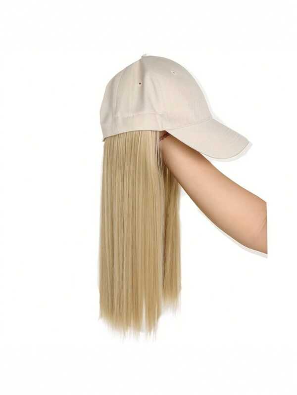 Women's Sports Cap Wig, Straight Hair, High Temperature Fibre, Adjustable Sunhat Wig, Baseball Cap Hairstyle, Rose Net Hat, Suitable For All - Everyday And Festive Use