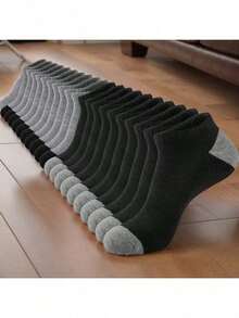 5/10 双男士时尚拼色袜子,透气舒适低帮踝袜,春夏男士袜子 20/40/60/80/100 双 - 彩色 - 查看 14
