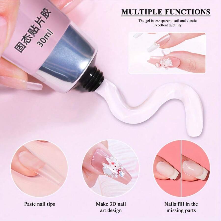 XEIJAYI 1pc 30ml Transparent Soft Nail Sticker Gel Polish, Suitable For False Nails, UV Gel, Nail Extension Design Manicure Tool