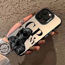 防震字母元素时尚手机壳，品牌标志人物图案，兼容 17/16/15/14/13/12/11 Pro Max/X/XR/XS Max/8/7 Plus，磨砂防摔后盖，适用于Galaxy A52 5G/A51/A50s/A50/A35/A34/A32/A31/A30/A23/A20S/A16/A15/A14/A13/A12/A11/A06/A05S/A04/A03S/A02，春季礼物/周年纪念派对 - 黑色 - 查看 3