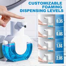 RAF 1 Peça Dispensador de Sabonete Líquido Automático Sem Toque Montado na Parede do Banheiro, Dispensador de Espuma de Sabão Elétrico Recarregável com Sensor de Movimento para Lavar as Mãos, Dispensador de Sabonete Líquido/Espuma Montado na Parede