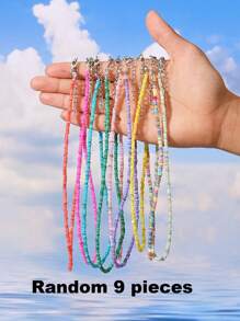 1/2/3/6/9pcs Multi-Color Natural Shell Asymmetrical Stone Sea Star Necklace Bracelet Set, Suitable For Women Spring/Summer Daily, Beach, Holiday & Casual Wear