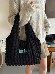 1pc Personalized Cloud Pleated Women Shoulder Bag, Fashion Versatile Handbag For Work Commute Underarm Bag, Lightweight Portable Storage Bag, Embroidered Name Bridesmaid Gift, Multifunctional Tote Bag, Suitable For Daily Use, Can Be Given As Gifts To Family, Friends, Mothers, For Mothers Day, Valentine's Day, Nurses Day, Teachers Day, Christmas, Personalized Birthday Gift