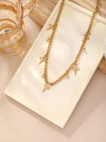 1 Stück 18 Karat Goldplattierte dicke Kette mit herzförmigem Anhänger aus rostfreiem Stahl, geeignet für den täglichen Gebrauch von Frauen und als Urlaubsgeschenk