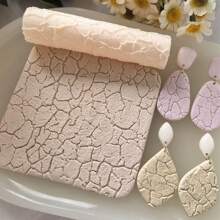 Rodillo texturizador de arcilla polimérica con patrón de grietas irregulares, rodillo texturizador de alta precisión para hacer joyas estilo bohemio, manualidades DIY decorativas como aretes, broches, colgantes, se utiliza con cortadores de arcilla polimérica