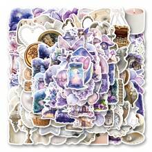 100 张/包可爱迷人的白色和紫色浪漫花园复古美学贴纸，可爱的卡通趣味美学贴纸包，适用于剪贴簿、自粘文具、信封、吉他、乐器装饰、青年派对、奖项、激励、新年、冬季 - 白色 - 查看 3