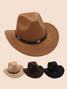 1Pc Western Cowboy Hat For Men Women Classic Roll Up Fedora Hat With Bull Buckle Belt - Style 2 - View 14