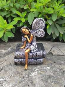 迷人的仙女花园雕塑，树脂阅读天使女孩雕像，庭院和花园的艺术草坪装饰，神奇的户外装饰品