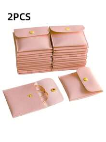 2/10/20pcs White Silver Pink Black Faux Leather Jewelry Pouches With Snap Closure Jewelry Storage Bag - Luxurious Gift Bags For Earrings, Necklaces, Bracelets, And Rings - Perfect For Storage & Pieceaging ﻿
