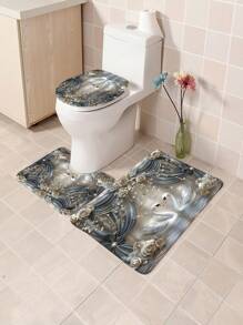 1 pièce/4 pièces Rideau de douche décoratif avec cygne gris sur scène, avec crochets multiples. Ensemble de salle de bain comprenant le rideau de douche, le tapis de sol antidérapant, le tapis en U pour toilette, le tapis de couvercle de toilette, la décoration de chambre, la décoration de la maison, la décoration et les accessoires de salle de bain, un cadeau parfait pour la rentrée scolaire