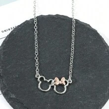 bandai 1pc Disney Cute Minnie Mouse Bow Knot Pendant Popular Cartoon Figure Necklace Mickey Mouse Minnie Pendant Necklace