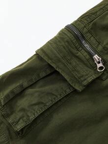 Summer Men Cargo Tactical Short Pants Multi Pocket Shorts Men Japanese Streetwear Casual Fashion Jogger Outdoor Pants - xanh quân đội - Xem 3