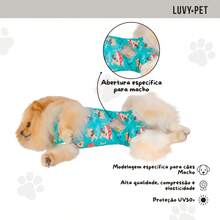 LUVY PET Roupa Cirúrgica Cachorro Macho UV Estampa Azul com Cachorrinhos - Multicolorido - Visão 7
