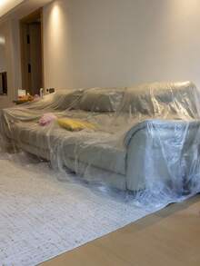 1pc/2pcs Transparent Furniture Dust Cover, Wardrobe Sofa Protective Film, Renovation Plastic Dust Cover, Paint Spray Dust Cover - Clear - View 10