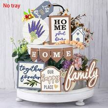 12 Pieces "HOME Family Our Happy Place" Wooden Tray Ornaments Hanging Decoration Desktop Decoration Ornaments Holiday Ornaments Suitable For Living Room Bedroom Kitchen Thanksgiving Gift Christmas Gift Holiday Gift (No Tray) - Multicolor - View 5