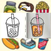 [Compre 2 libros y obtenga 1 tablero de dibujo gratis] Alimentos, bebidas y dulces: libro para colorear para adultos, audaz y fácil, diseños simples y grandes para relajación con una variedad de alimentos, bebidas, postres y frutas (audaz y fácil de colorear), el diseño es exquisito y las líneas son claras, libro ilustrado, de vuelta a la escuela, útiles escolares - Ver 4