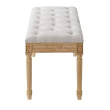 KOMHTOM Banco tapizado, otomana de 40 cm de ancho, reposapiés con relleno de espuma y patas de madera de caucho, banco para zapatos, reposapiés acolchado, banco de entrada para comedor, sala de estar, dormitorio y pasillo, beige