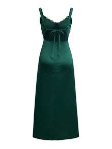 Look Polly 女装复活节演唱会母亲节优雅性感少女风老钱风设计感高级法式婚礼宴会派对节日聚会游轮度假长裙狂欢节礼服小巧女士半正式晚礼服蕾丝拼接吊带中长裙冬季女装连衣裙夏季女士舞会优雅生日派对长款春秋茶会藏蓝色开叉吊带裙婚纱90年代服装 - 綠色 - 查看 2